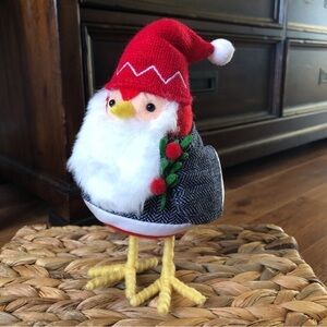 Red & Gray Christmas felt bird (large)